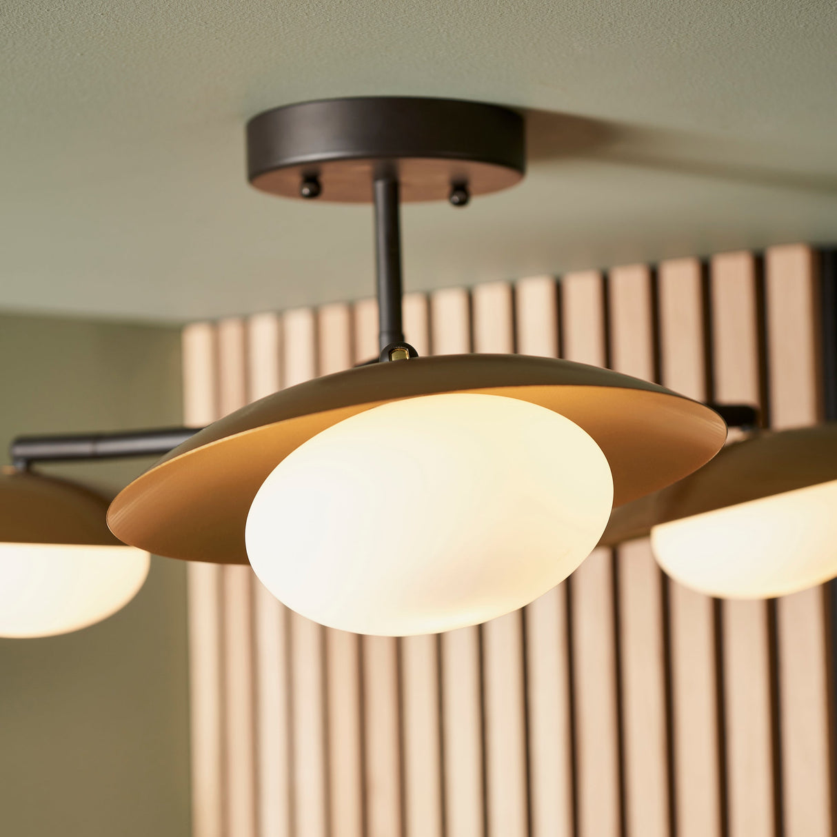 Heronwell Dish Semi-flush Pebble Shaped 3 Light Flush Ceiling Light - Gold Bronze