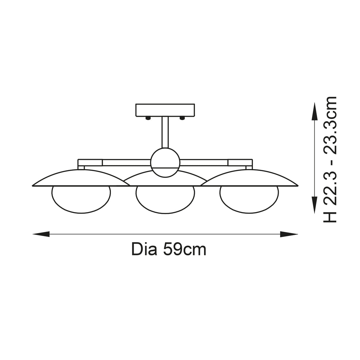 Heronwell Dish Semi-flush Pebble Shaped 3 Light Flush Ceiling Light - Gold Bronze