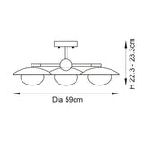 Heronwell Dish Semi-flush Pebble Shaped 3 Light Flush Ceiling Light - Gold Bronze