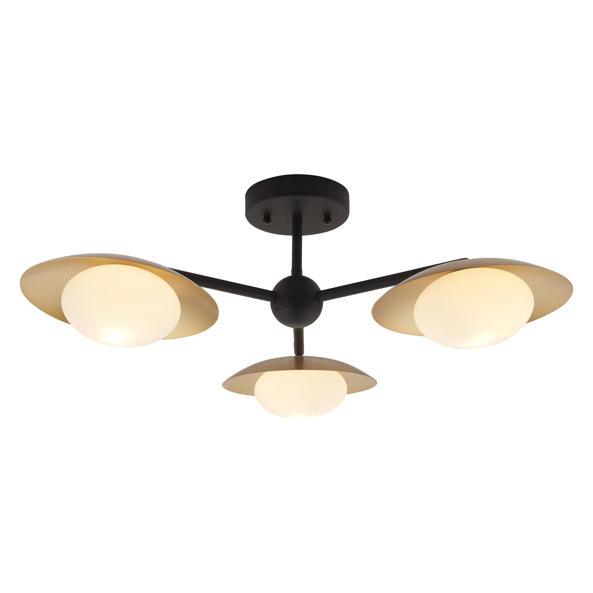 Heronwell Dish Semi-flush Pebble Shaped 3 Light Flush Ceiling Light - Gold Bronze