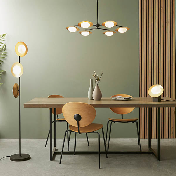 Heronwell XL Dish Pebble Shaped 6 Light Pendant - Gold Bronze
