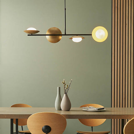 Heronwell Dish Linear Pebble Shaped 4 Light Pendant - Gold Bronze