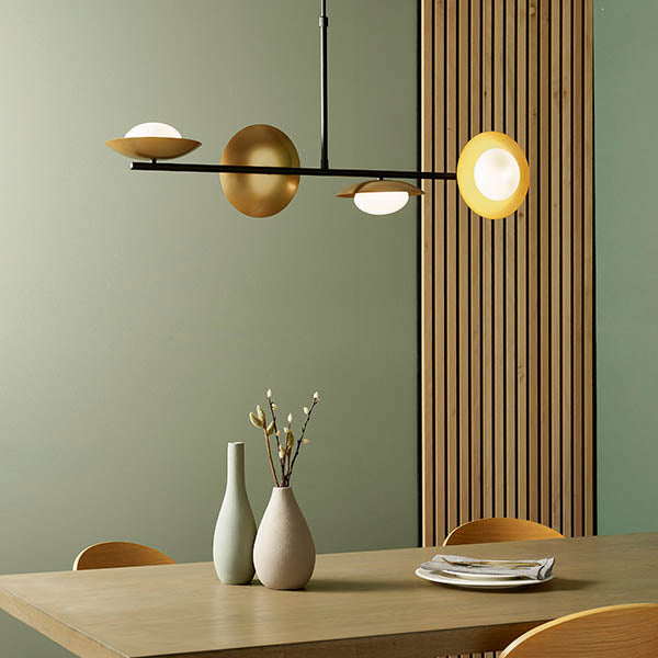 Heronwell Dish Linear Pebble Shaped 4 Light Pendant - Gold Bronze