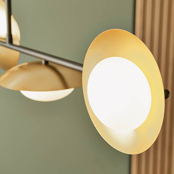 Heronwell Dish Linear Pebble Shaped 4 Light Pendant - Gold Bronze