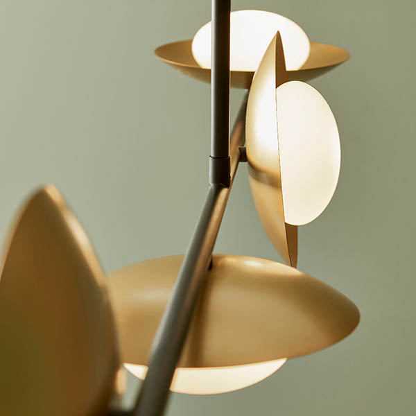 Heronwell Dish Linear Pebble Shaped 4 Light Pendant - Gold Bronze