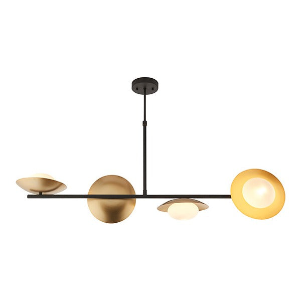 Heronwell Dish Linear Pebble Shaped 4 Light Pendant - Gold Bronze