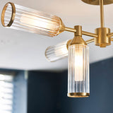 Gorsewell Ribbed Semi-flush 6 Light Flush Ceiling Light - Frosted Satin Brass