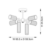 Gorsewell Ribbed Semi-flush 6 Light Flush Ceiling Light - Frosted Satin Brass