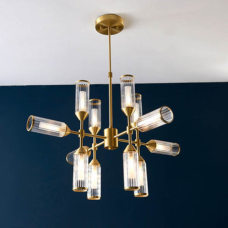 Gorsewell Ribbed 12 Light Pendant - Frosted Satin Brass