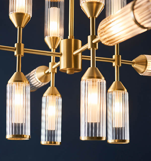 Gorsewell Ribbed 12 Light Pendant - Frosted Satin Brass