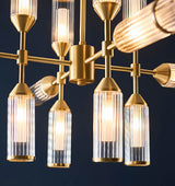 Gorsewell Ribbed 12 Light Pendant - Frosted Satin Brass