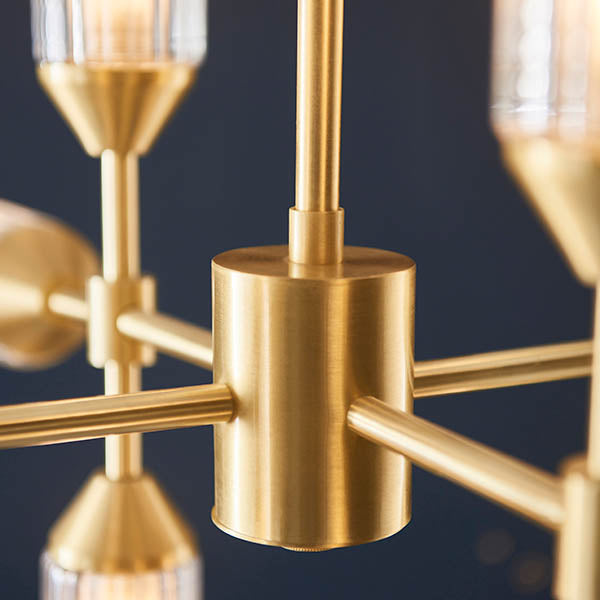 Gorsewell Ribbed 12 Light Pendant - Frosted Satin Brass