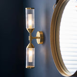 Gorsewell Ribbed Double 2 Light Wall Light - Frosted Satin Brass