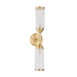Gorsewell Ribbed Double 2 Light Wall Light - Frosted Satin Brass
