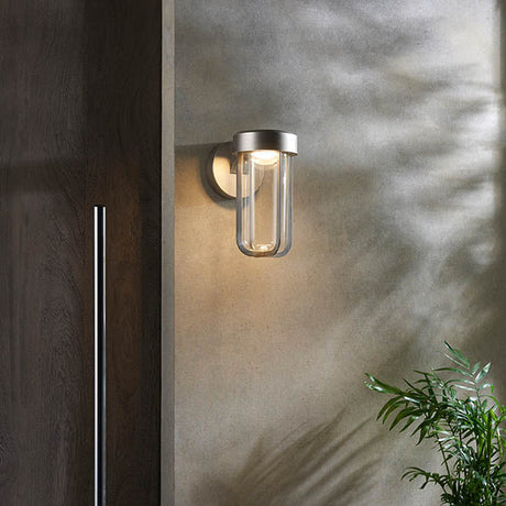 Yeldmoor Die-cast LED Outdoor Wall Light - Brushed Silver Clear