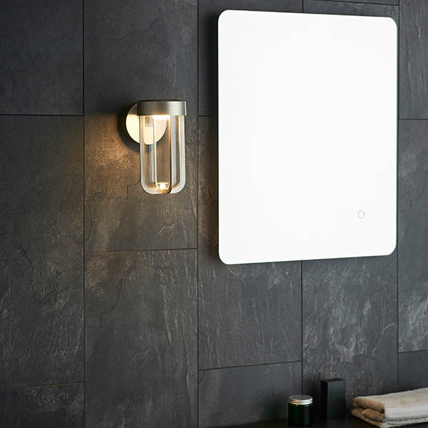 Yeldmoor Die-cast LED Outdoor Wall Light - Brushed Silver Clear