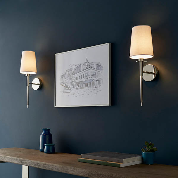 Elverton Wall Light - Nickel Plated White