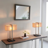 Ellerwick Rectangles Table Lamp - Satin Nickel Natural