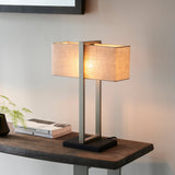 Ellerwick Rectangles Table Lamp - Satin Nickel Natural
