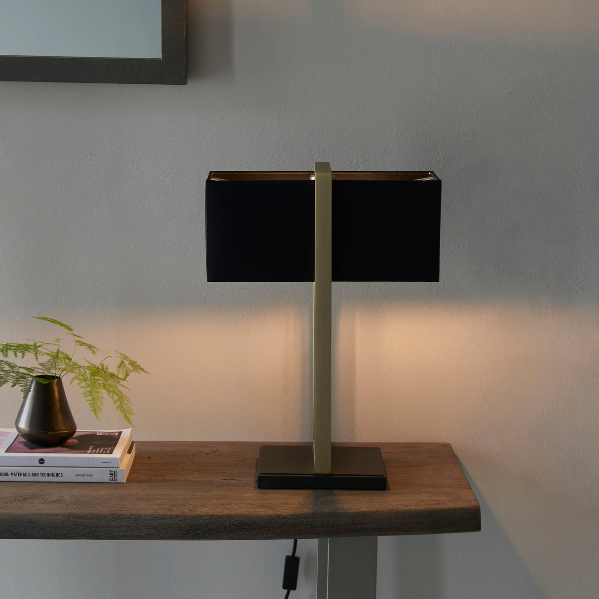 Ellerwick Rectangles Table Lamp - Antique Brass Black