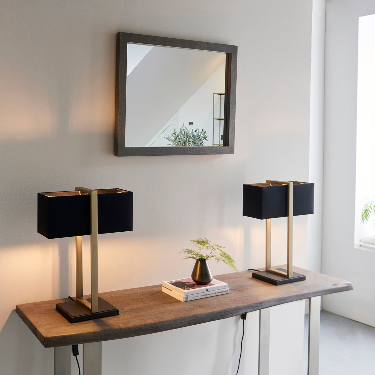 Ellerwick Rectangles Table Lamp - Antique Brass Black