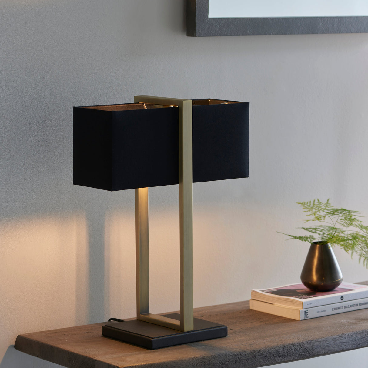 Ellerwick Rectangles Table Lamp - Antique Brass Black