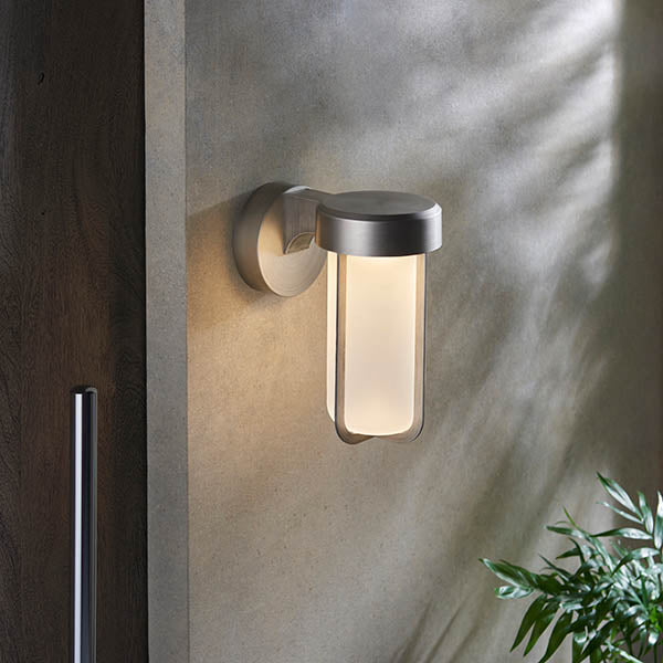 Yeldmoor Die-cast LED Outdoor Wall Light - Brushed Silver Frosted