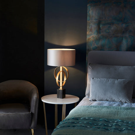 Sparrowmere Double Hoop Table Lamp - Gold Leaf Mink