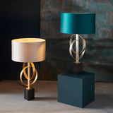 Sparrowmere Double Hoop Table Lamp - Gold Leaf Mink