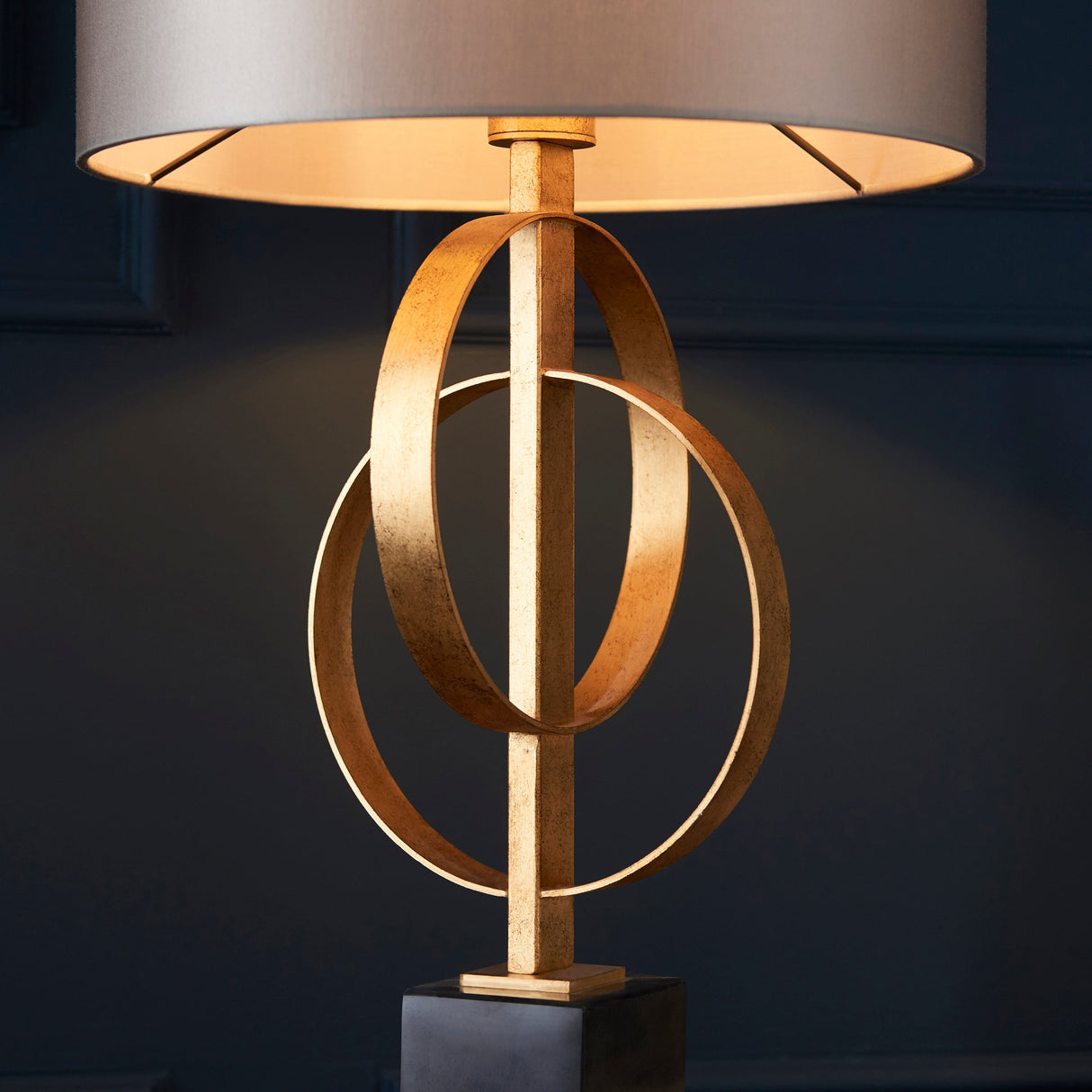 Sparrowmere Double Hoop Table Lamp - Gold Leaf Mink