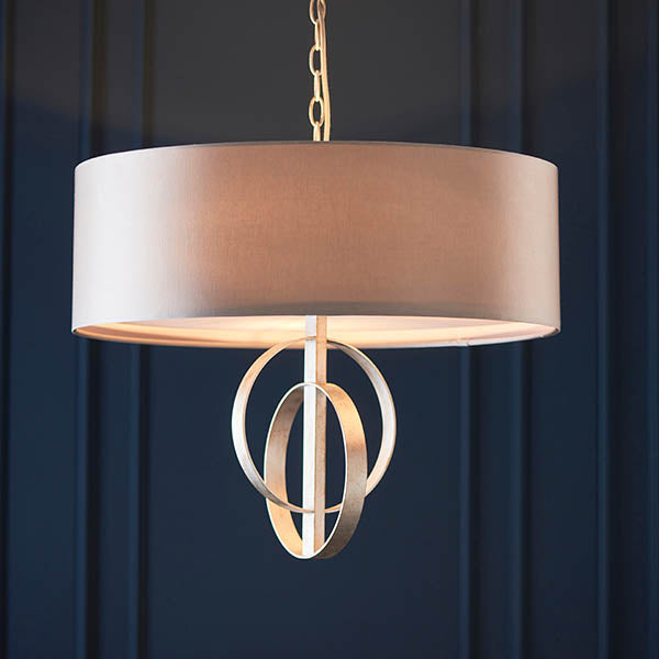 Sparrowmere Double Hoop XL 5 Light Pendant - Silver Leaf Mink