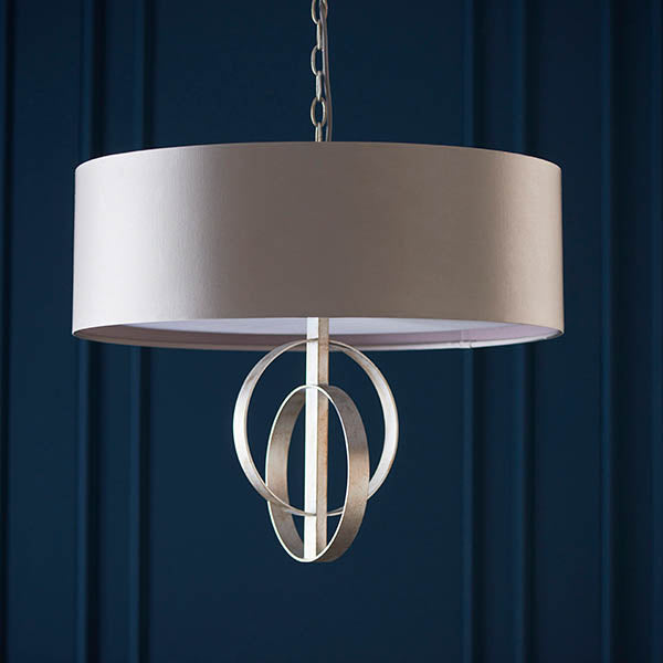 Sparrowmere Double Hoop Large 3 Light Pendant - Silver Leaf Mink