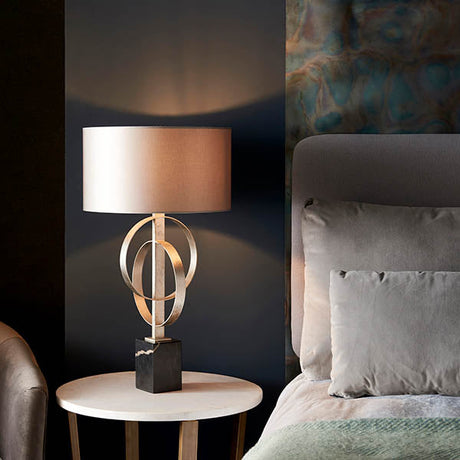 Sparrowmere Double Hoop Table Lamp - Silver Leaf Mink