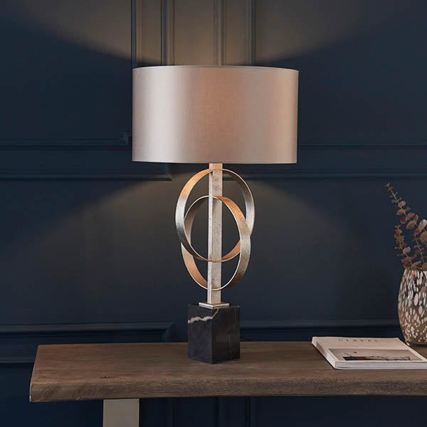 Sparrowmere Double Hoop Table Lamp - Silver Leaf Mink