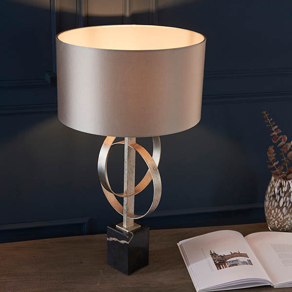 Sparrowmere Double Hoop Table Lamp - Silver Leaf Mink