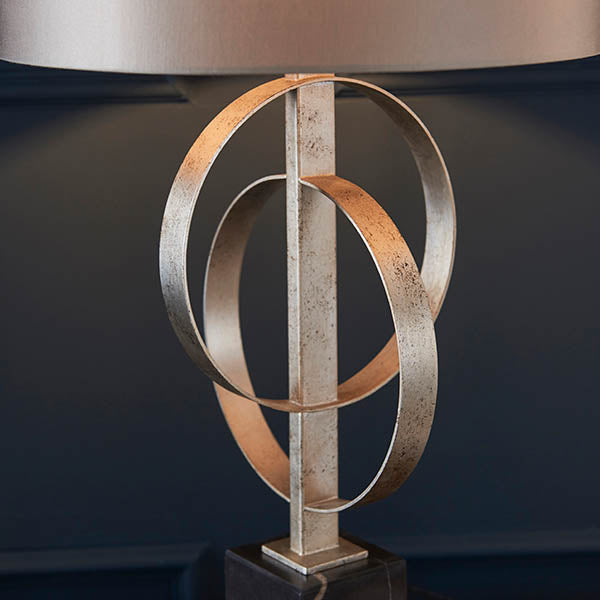 Sparrowmere Double Hoop Table Lamp - Silver Leaf Mink
