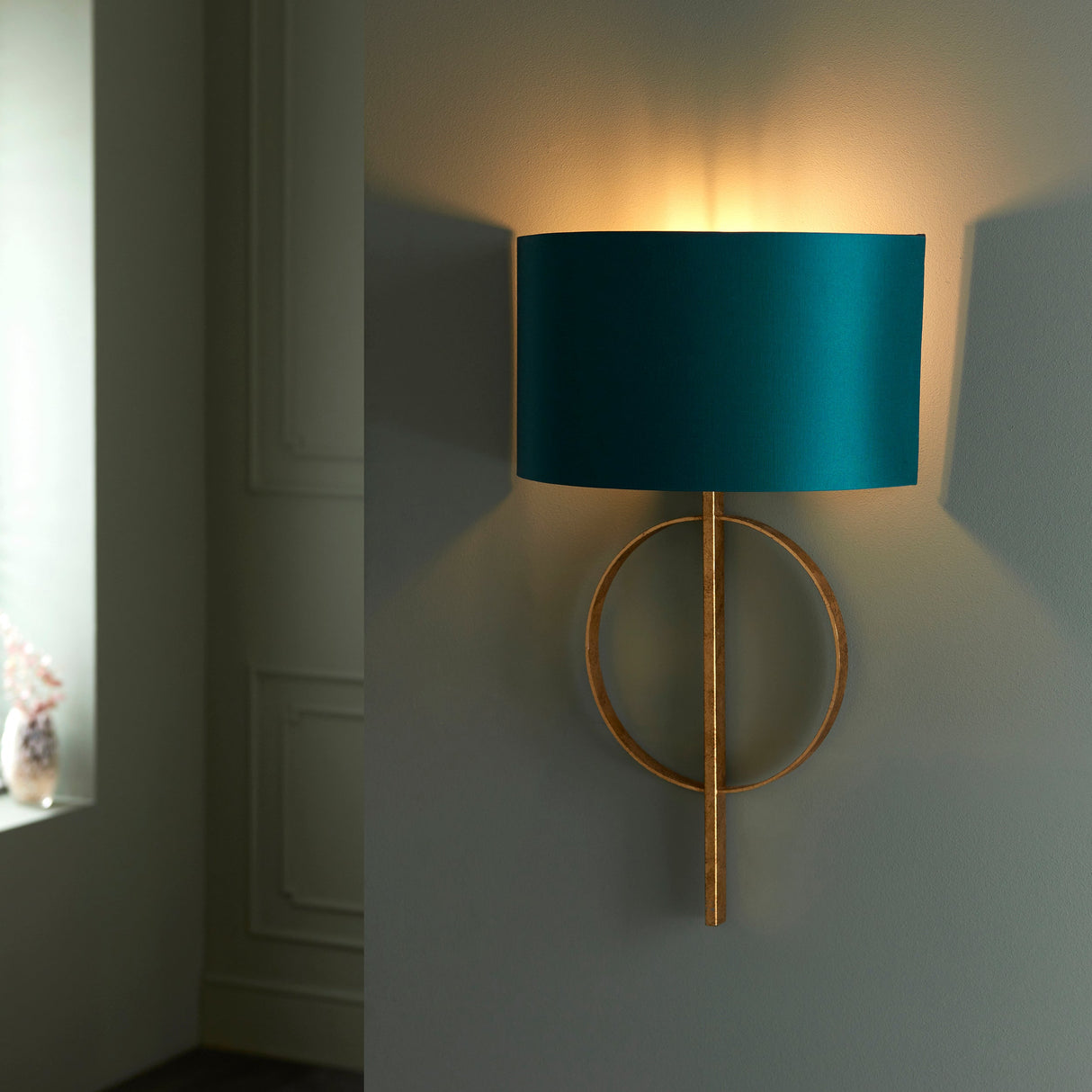 Sparrowmere Hoop Wall Light - Gold Leaf Teal