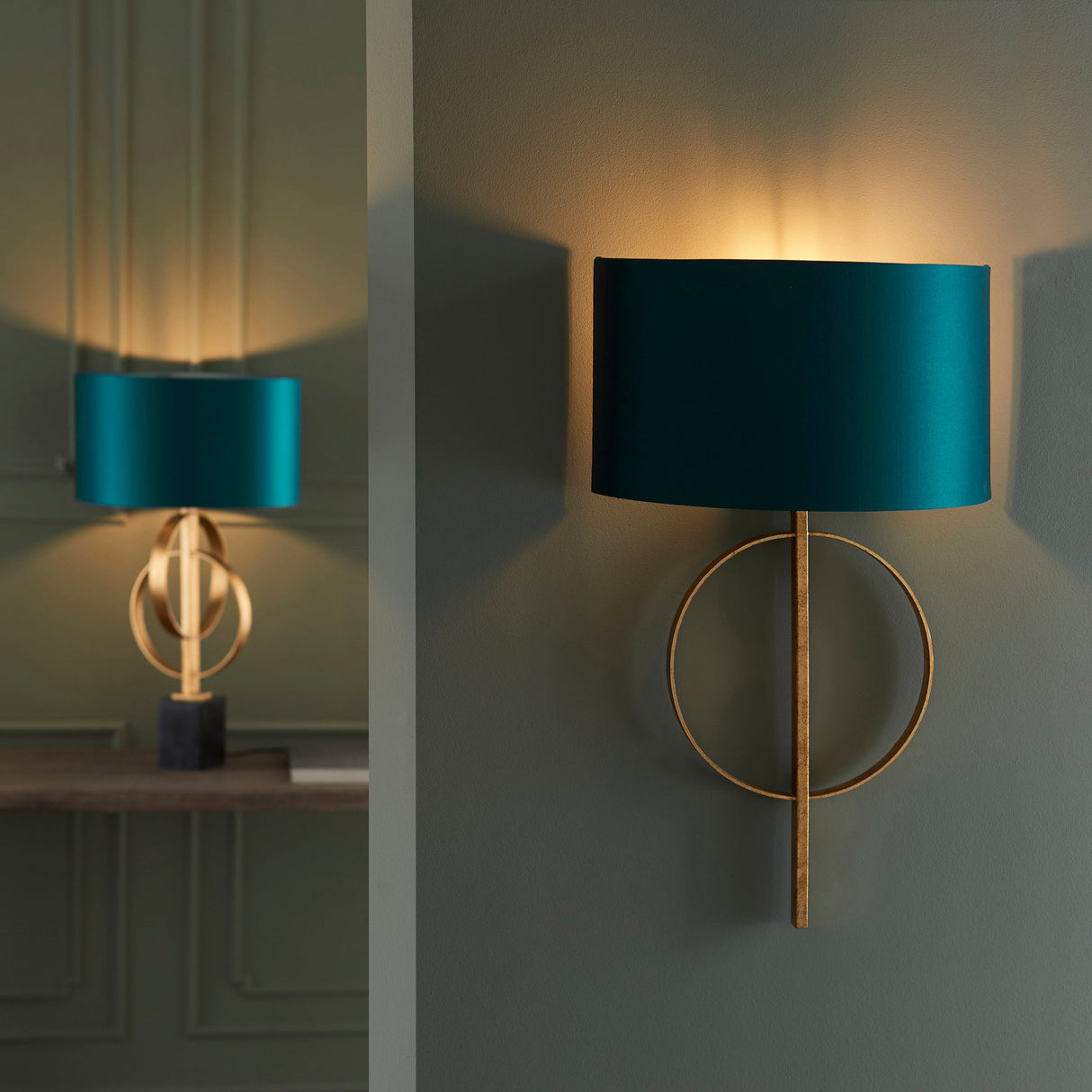 Sparrowmere Hoop Wall Light - Gold Leaf Teal