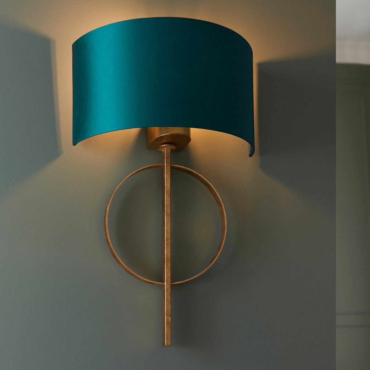 Sparrowmere Hoop Wall Light - Gold Leaf Teal