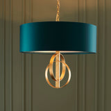 Sparrowmere Double Hoop Large 3 Light Pendant - Gold Leaf Teal