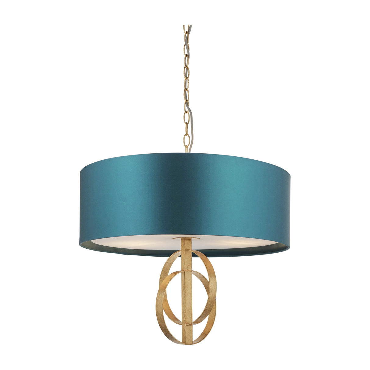 Sparrowmere Double Hoop Large 3 Light Pendant - Gold Leaf Teal