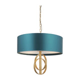 Sparrowmere Double Hoop Large 3 Light Pendant - Gold Leaf Teal