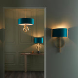 Sparrowmere Double Hoop Large 3 Light Pendant - Gold Leaf Teal