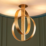 Sparrowmere Double Hoop Large 3 Light Pendant - Gold Leaf Teal