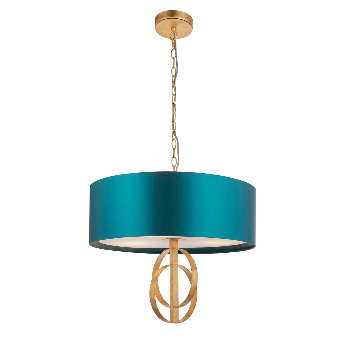 Sparrowmere Double Hoop Large 3 Light Pendant - Gold Leaf Teal