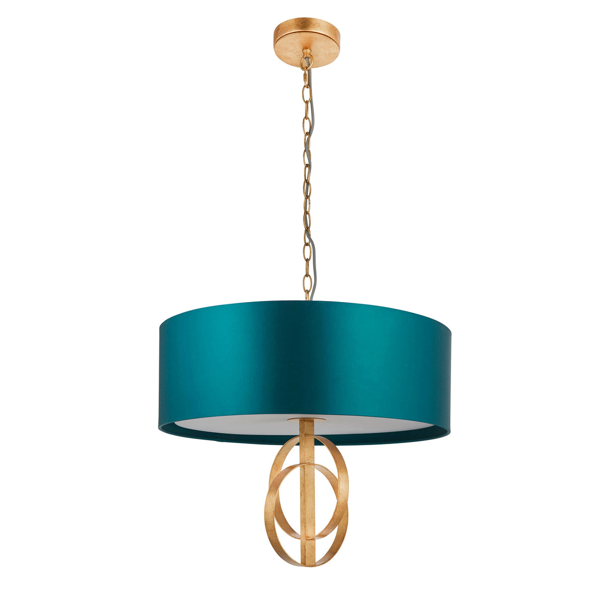 Sparrowmere Double Hoop Large 3 Light Pendant - Gold Leaf Teal
