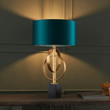 Sparrowmere Double Hoop Table Lamp - Gold Leaf Teal