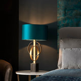 Sparrowmere Double Hoop Table Lamp - Gold Leaf Teal