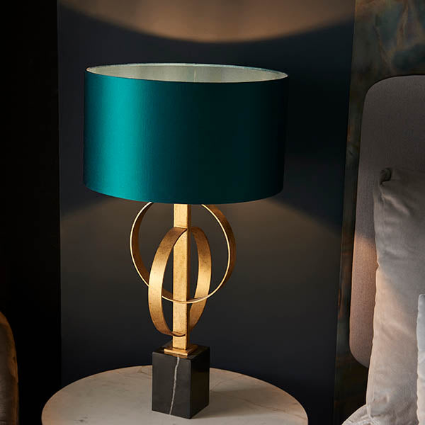 Sparrowmere Double Hoop Table Lamp - Gold Leaf Teal