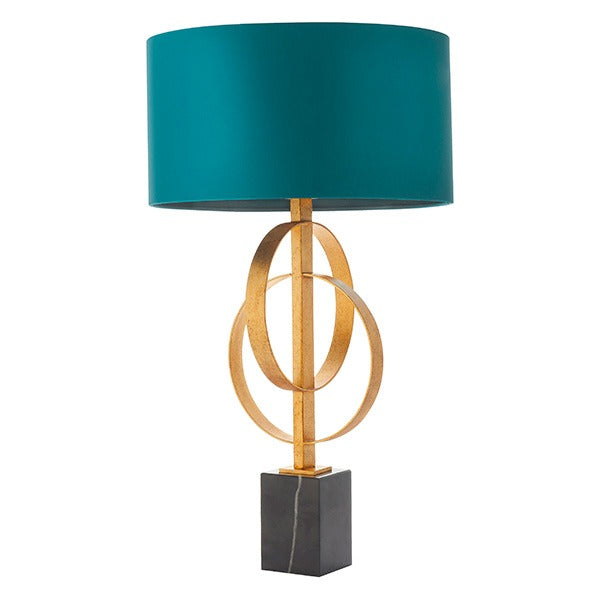 Sparrowmere Double Hoop Table Lamp - Gold Leaf Teal